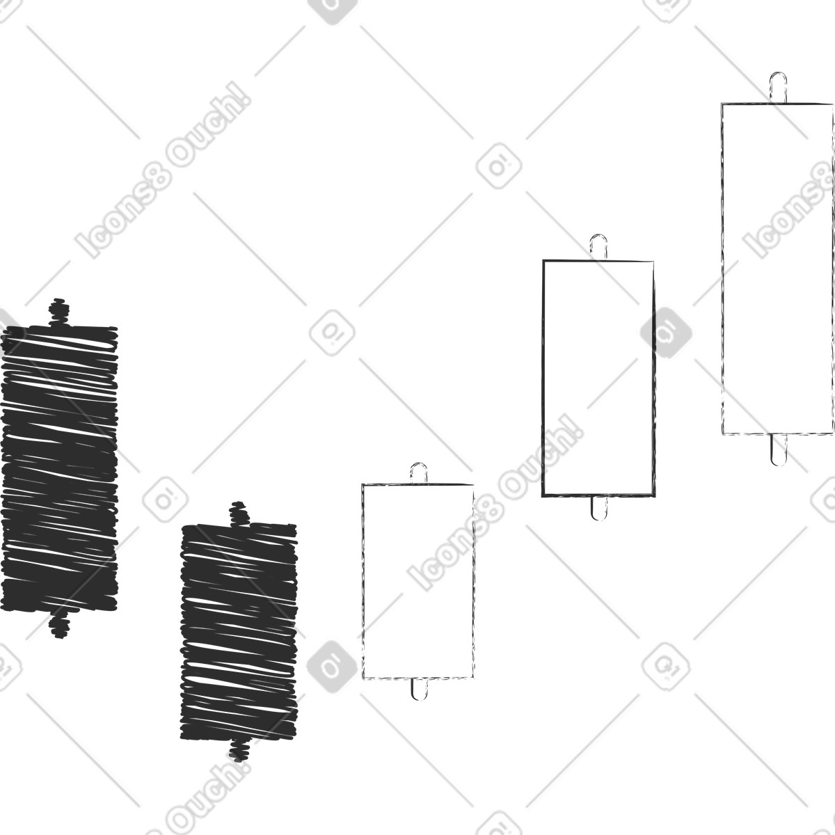 Illustration Graphique en chandeliers japonais dans le style Graphite à télécharger aux formats PNG, SVG