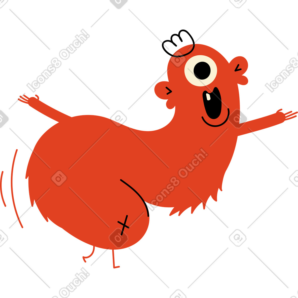 Red character with one eye illustration in Jelly style download in PNG, SVG