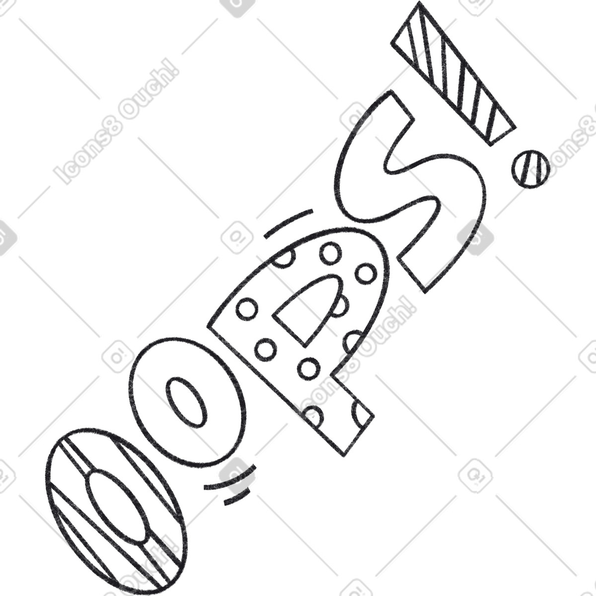 Ilustración Lettering oops en estilo Bonbon Line a descargar en PNG y SVG