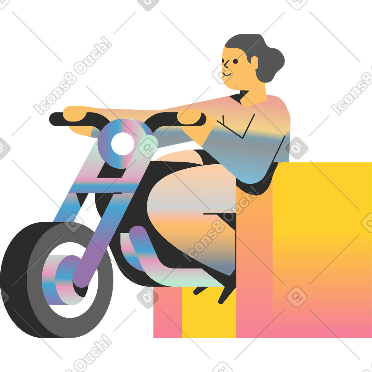 Ilustração de Motociclista em no estilo Marginalia para baixar em PNG, SVG
