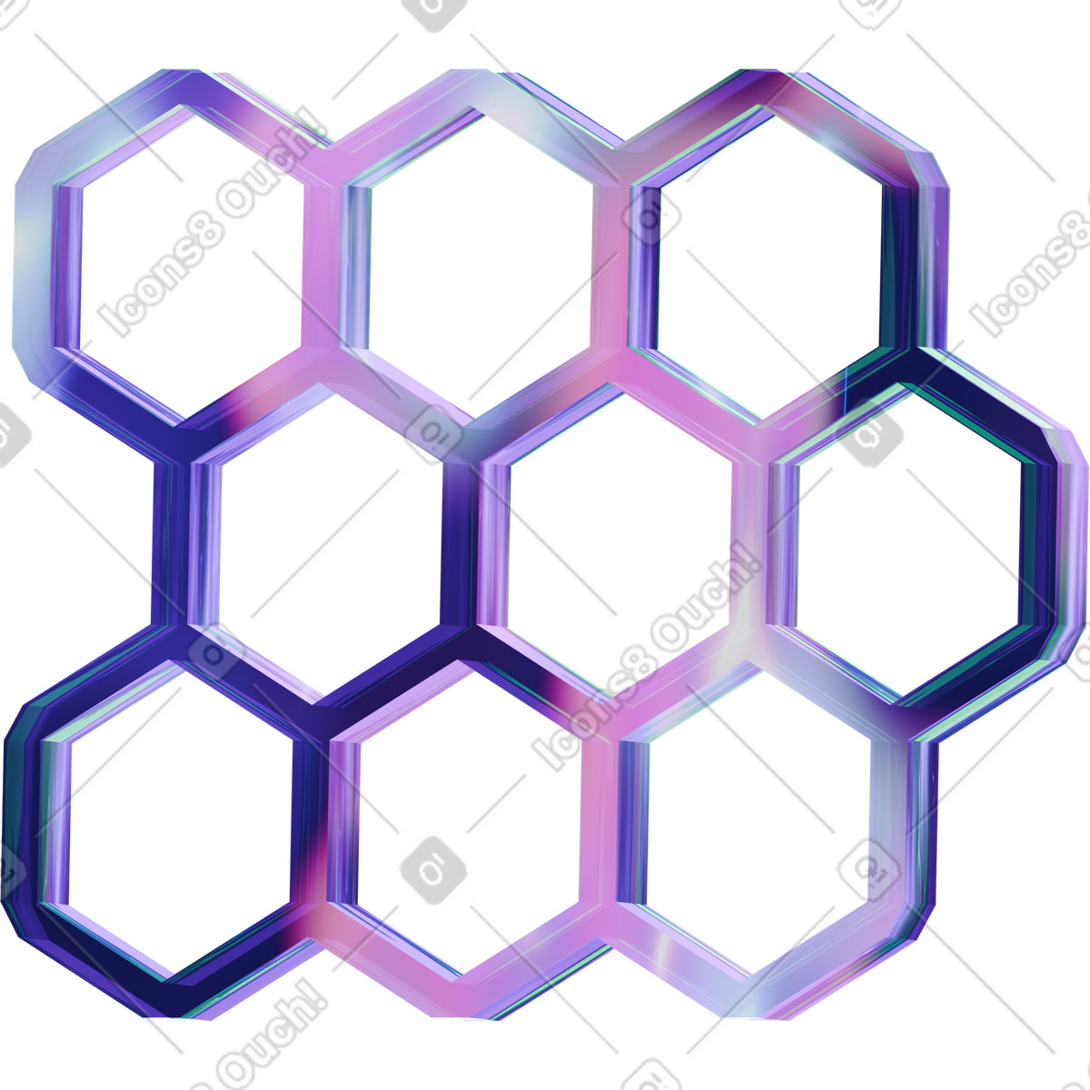 Illustration Nid d'abeille hexagonal irisé dans le style 3D Crystex à télécharger aux formats PNG, SVG