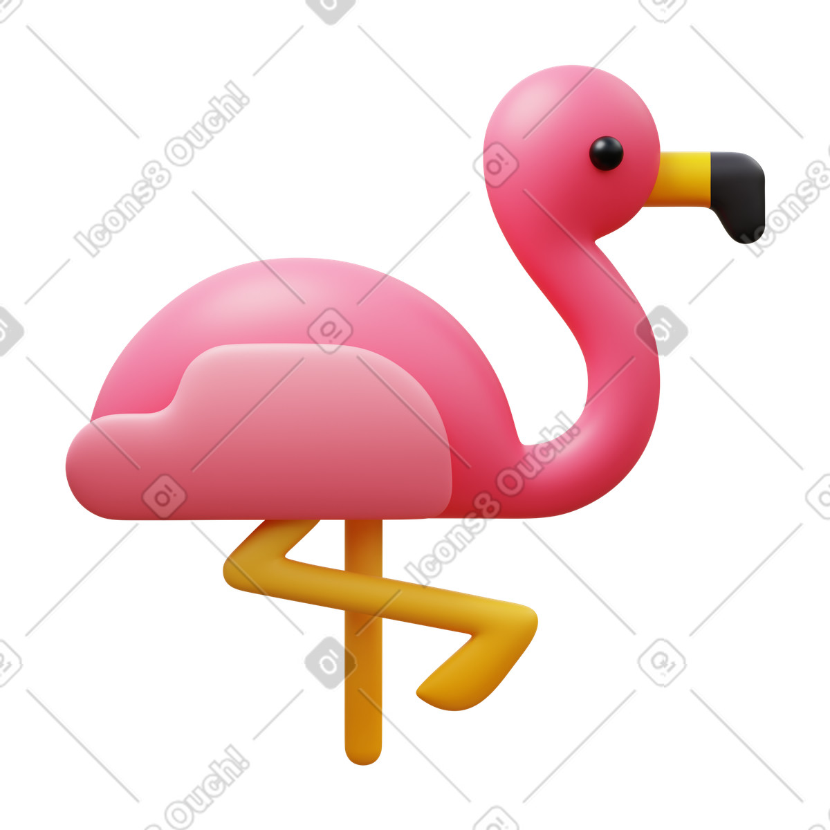Ilustração de Flamingo em no estilo 3D Fluency para baixar em PNG, SVG