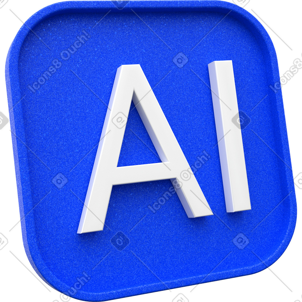 Illustration Icône bleue avec texte ia, étiquette d'intelligence artificielle dans le style 3D Enterprise à télécharger aux formats PNG, SVG