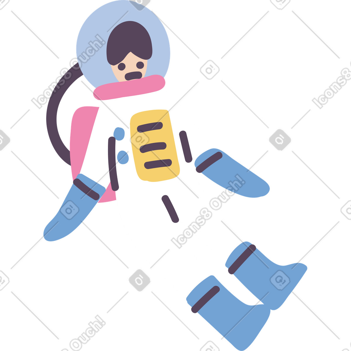 Astronaut illustration in Pluto style download in PNG, SVG