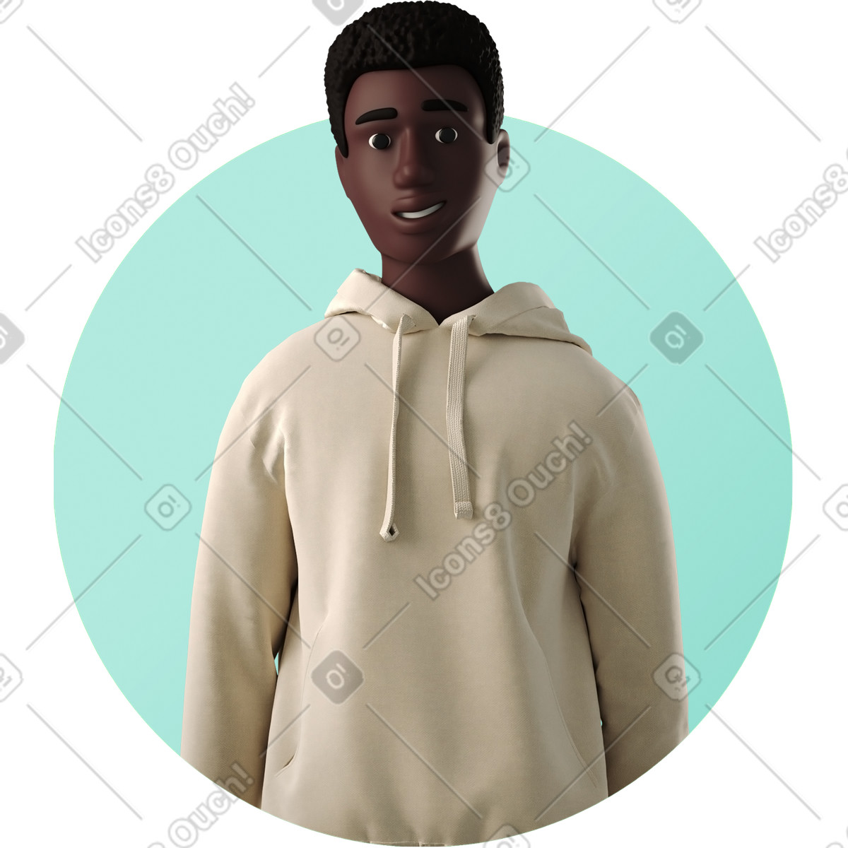 Mann im kapuzenpullover-Illustration 3D Business-Stil als Download in PNG, SVG