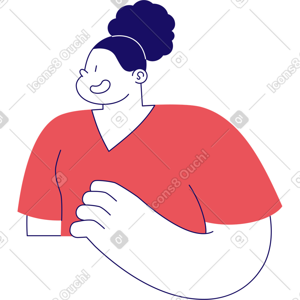 Illustration Femme souriante et tenant quelque chose dans le style Bendy à télécharger aux formats PNG, SVG