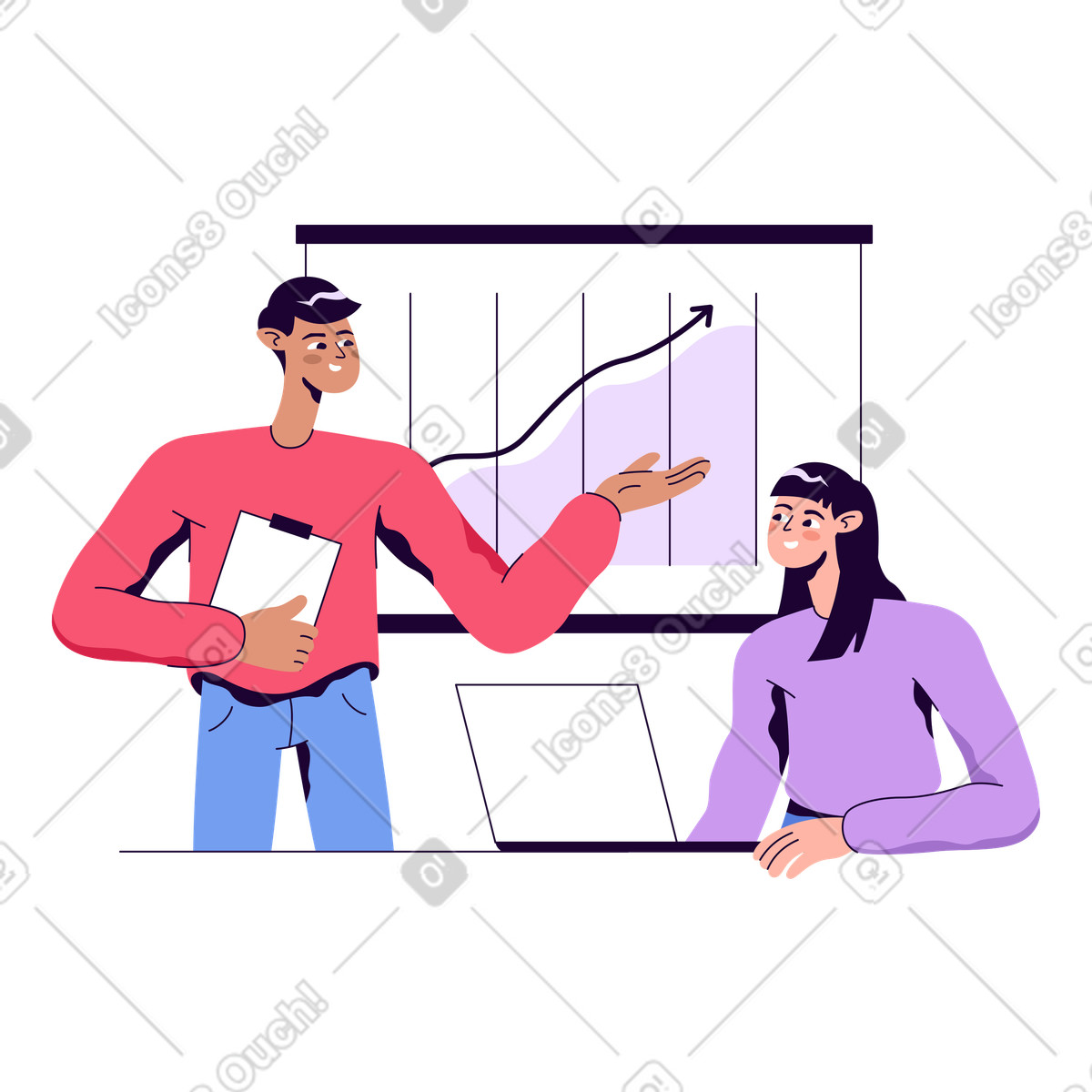 下载 Martina 风格的 男人用生长图做演示 插画，支持 PNG、SVG 格式