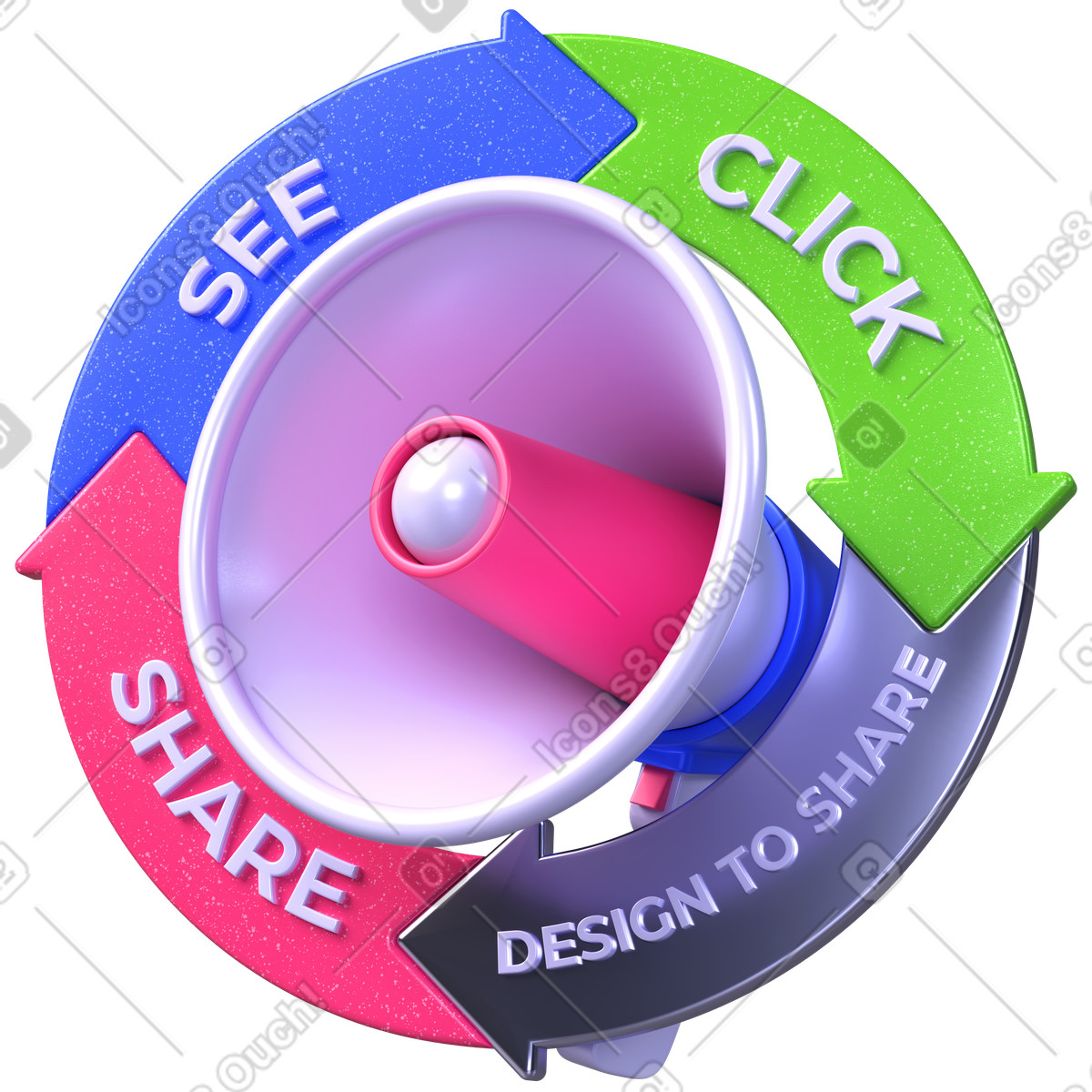 Marketing funnel, Content engagement cycle, Social media promotion illustration in PNG, SVG
