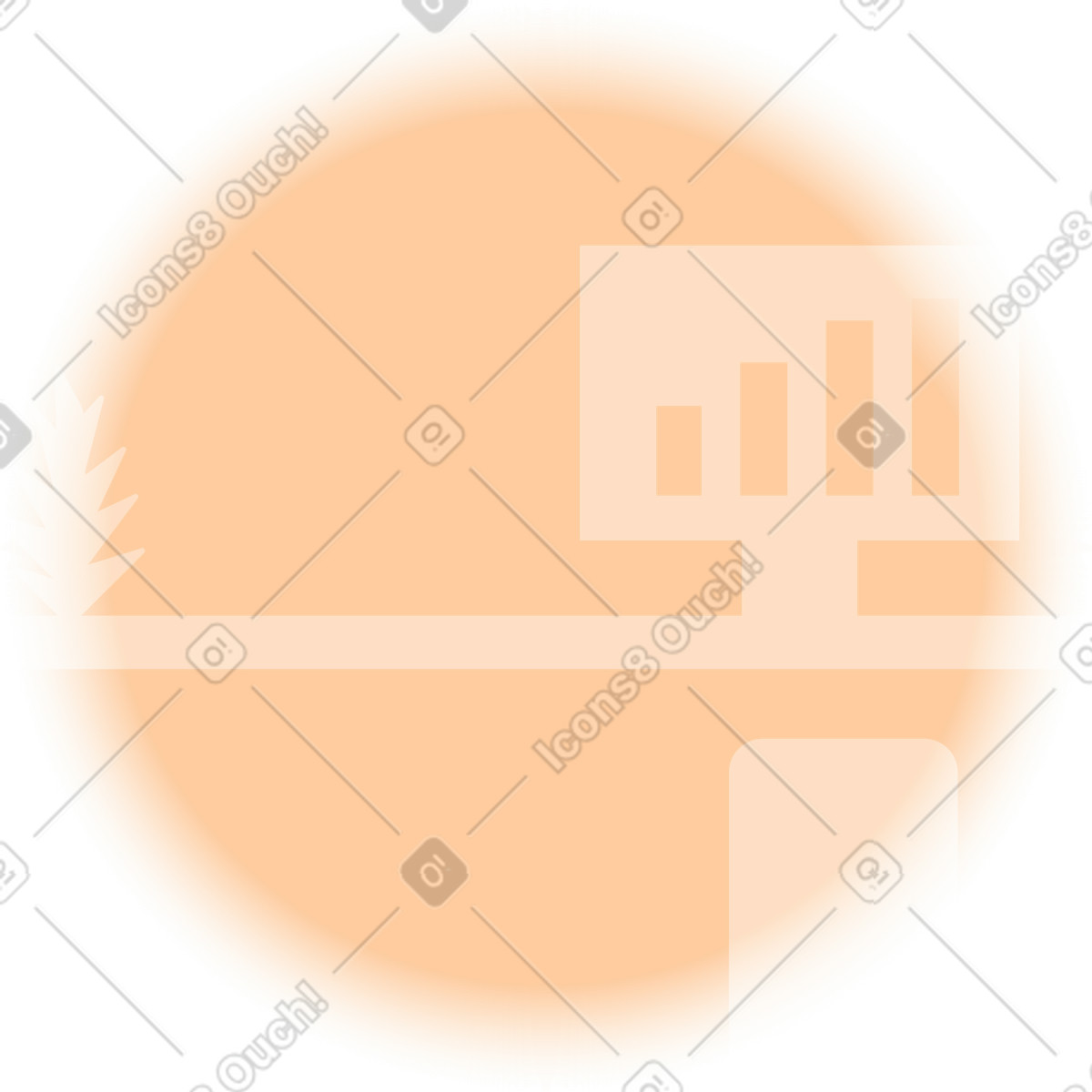 Monitor mit diagrammhintergrund in einem kreis-Illustration im Worky-Stil als Download PNG, SVG