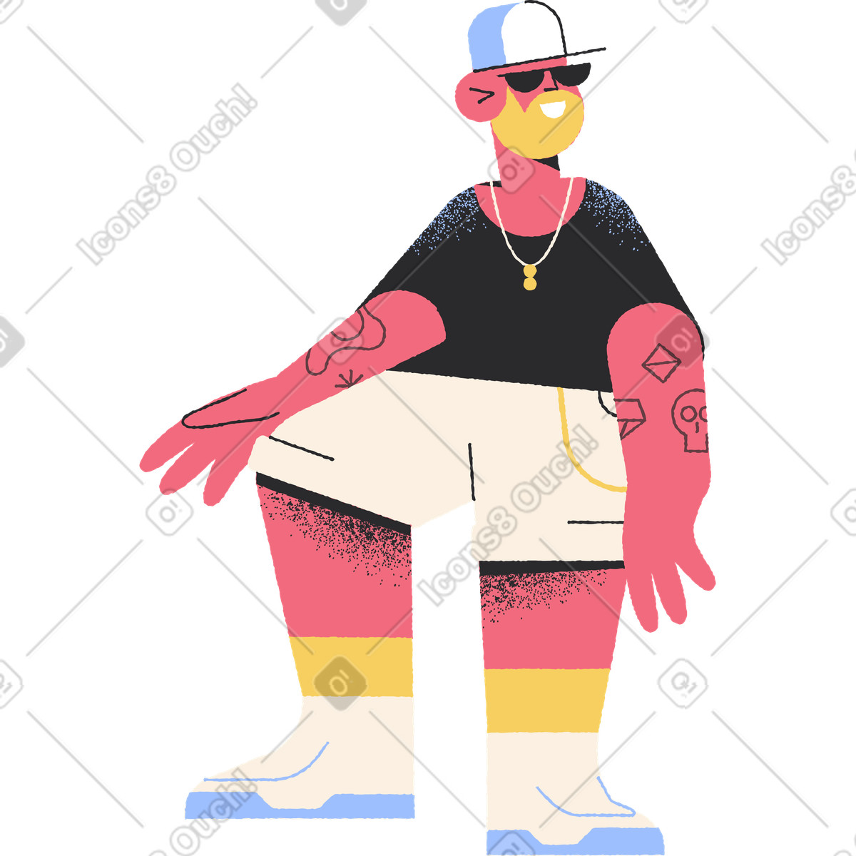 Ilustração de Homem com tatuagens em no estilo Pablo para baixar em PNG, SVG