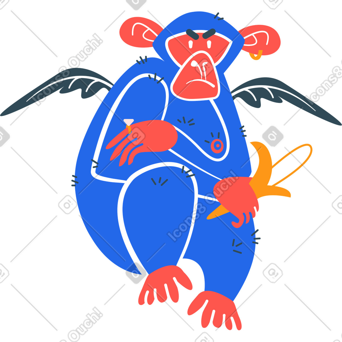 Affe-Illustration im Kingdom-Stil als Download in PNG, SVG