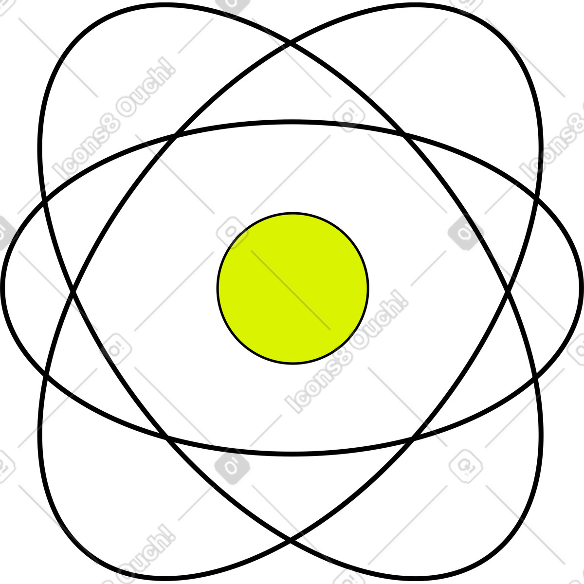 Atom-Illustration im Isometric-Stil als Download in PNG, SVG