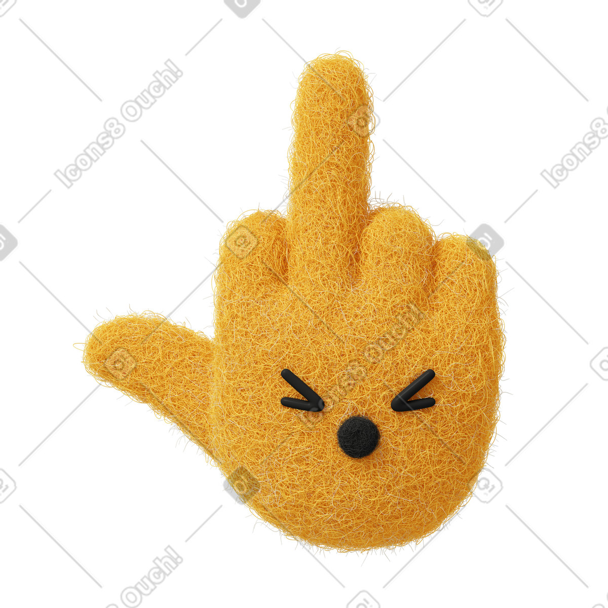 Illustration Middle finger emoji dans le style Fuzzy à télécharger aux formats PNG, SVG