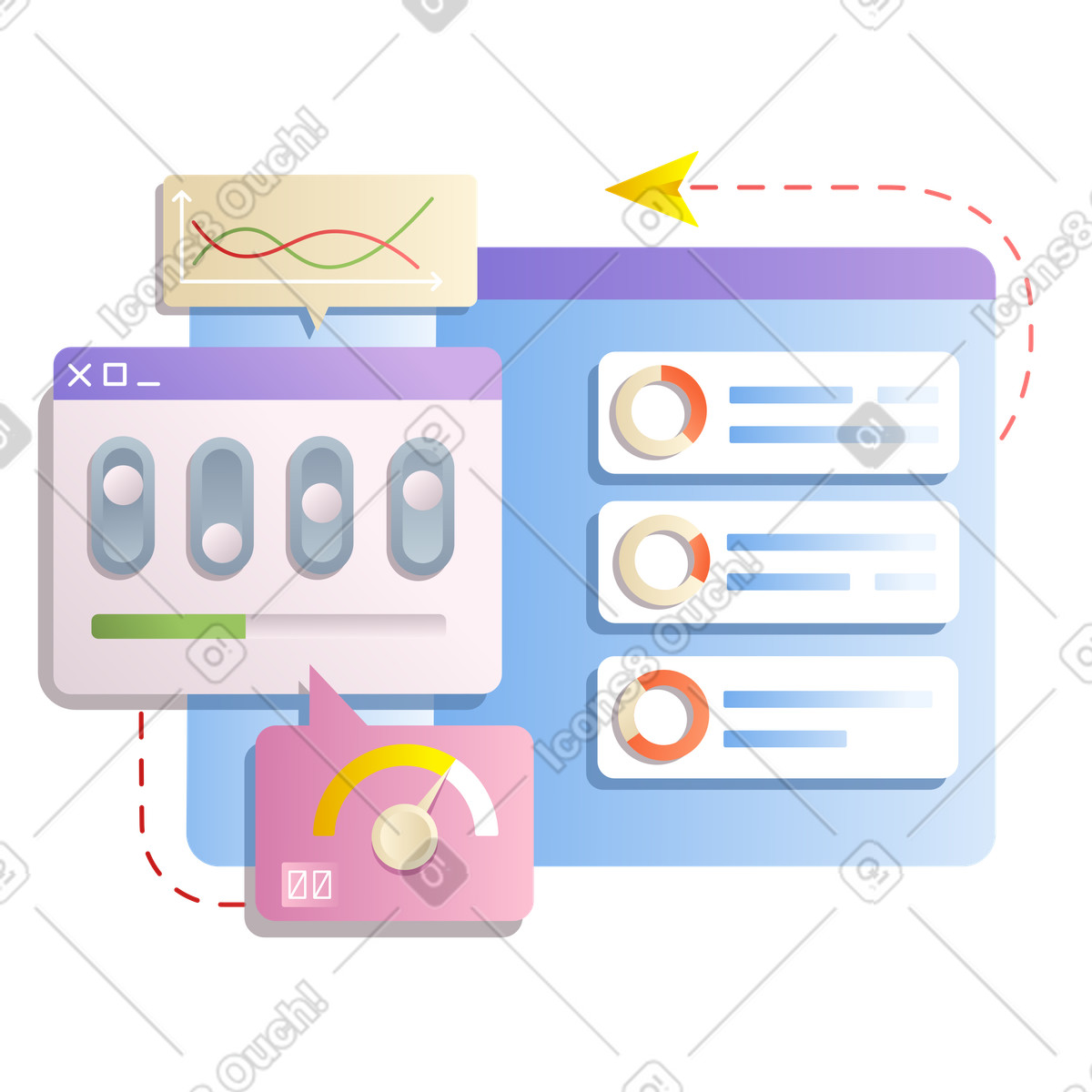 Dashboard illustration in Silky style download in PNG, SVG
