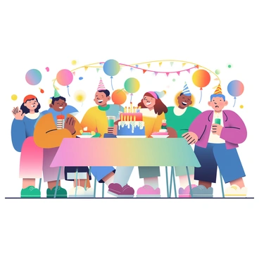 A joyful scene at a party where guests' hair is standing up due to static from balloons