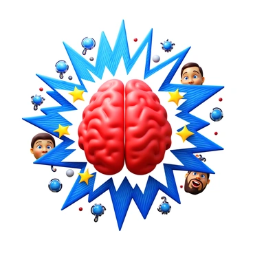 An illustration of the amygdala reacting to a stressful situation depicted in a vivid comic book style.