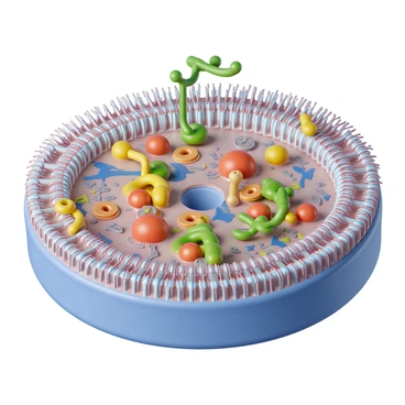A highly detailed close-up view of a cell membrane, showcasing the structure and function of its components. The membrane has a phospholipid bilayer with hydrophilic heads and hydrophobic tails clearly visible. Active transport proteins are embedded within the membrane, displaying their intricate shapes. Some proteins are in the process of transporting molecules across the membrane, with arrows indicating the direction of movement. There are also ion channels and carrier proteins visible, illustrating the dynamic interactions that facilitate active transport. The background is subtly blurred to emphasize the intricate details of the cell membrane.