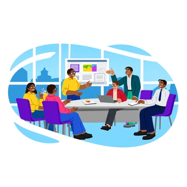 A diverse group of entrepreneurs standing in a modern conference room, enthusiastically presenting their ideas to a panel of potential investors. One entrepreneur, a woman with glasses, gestures towards a colorful infographic displayed on a large screen behind her. Another entrepreneur, a man with a laptop, is holding up a prototype product while explaining its features. A third entrepreneur, a young woman with a notepad, is listening intently and taking notes. The investors, a mix of men and women in business attire, sit at a table, looking engaged and asking questions. The room is filled with large windows, allowing natural light to illuminate the space.