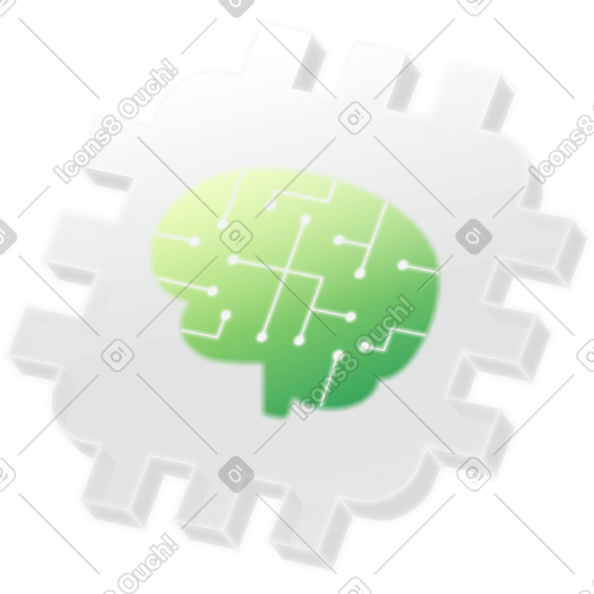 Ilustración Chip con cerebro en estilo Burst a descargar en PNG y SVG