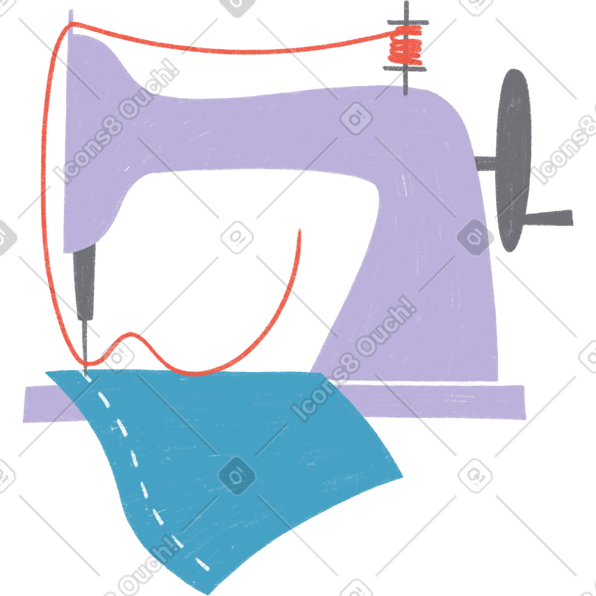 下载 Tutti 风格的 Sewing machine and fabric 插画，支持 PNG、SVG 格式