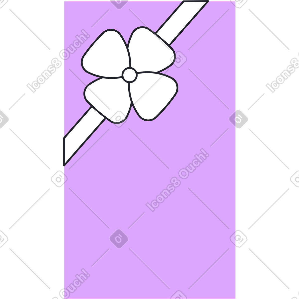 Huge purple gift with white bow illustration in Grapy style download in PNG, SVG