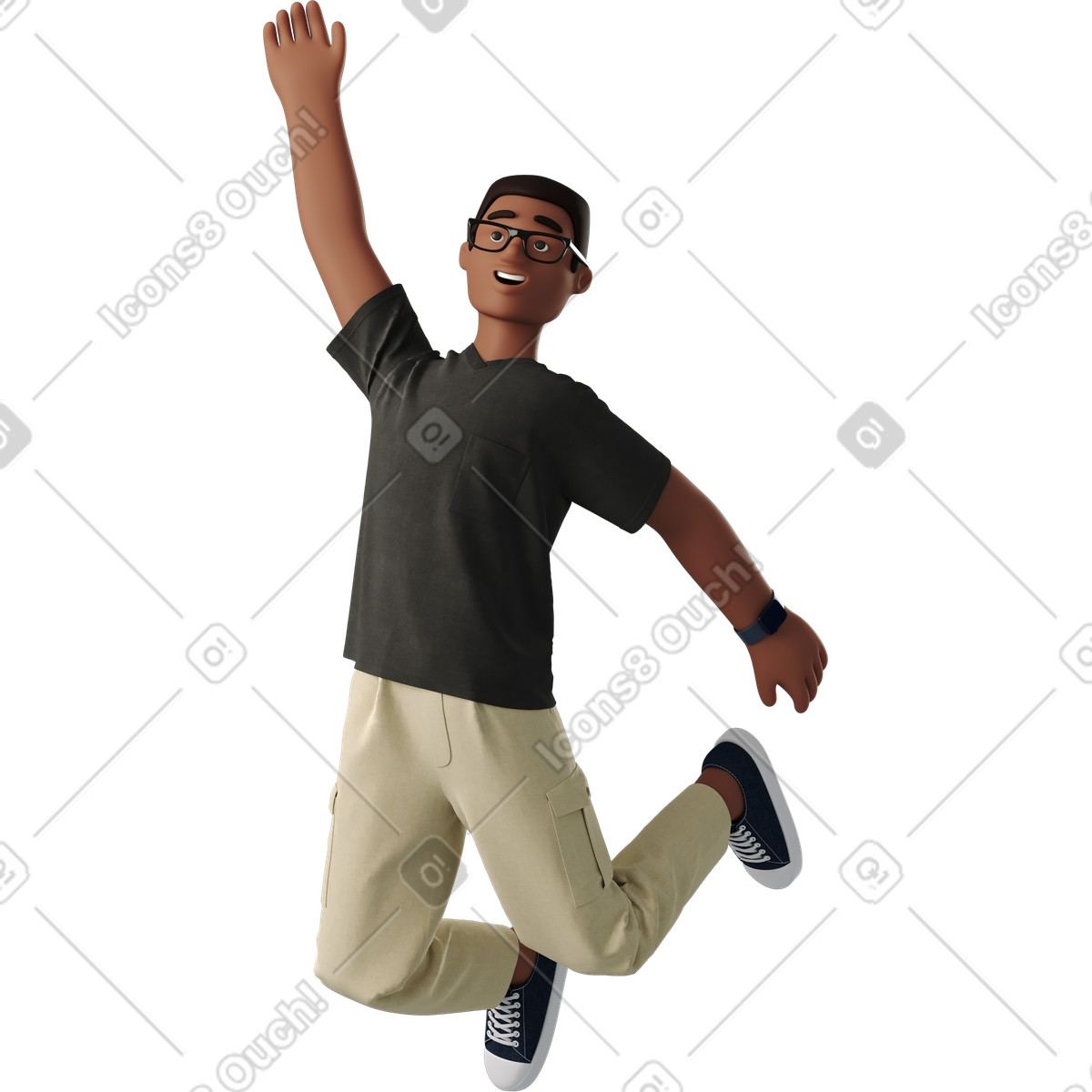 Ilustração de Alegre jovem negro pulando em no estilo 3D Business para baixar em PNG, SVG