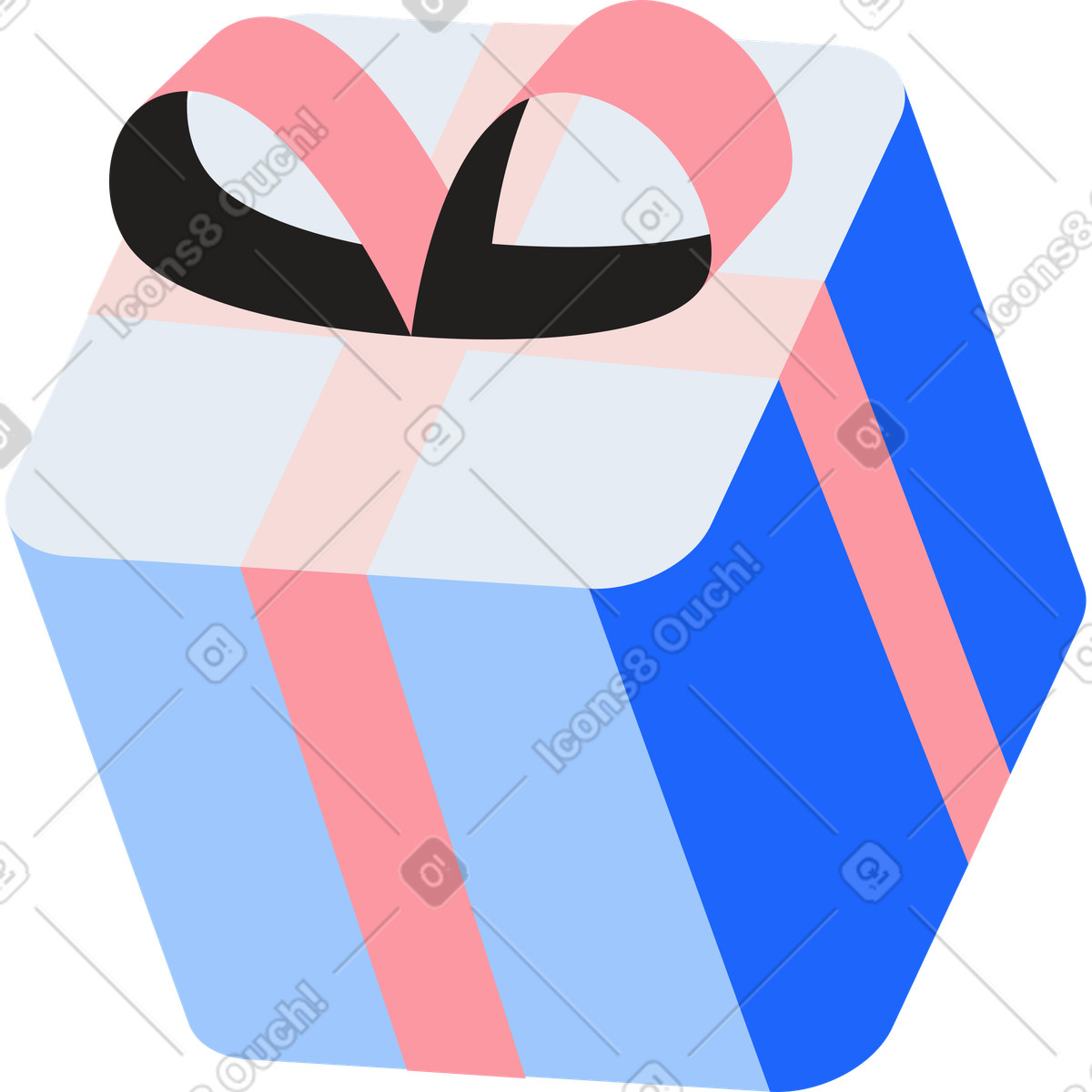 Gift box illustration in Editorial style download in PNG, SVG
