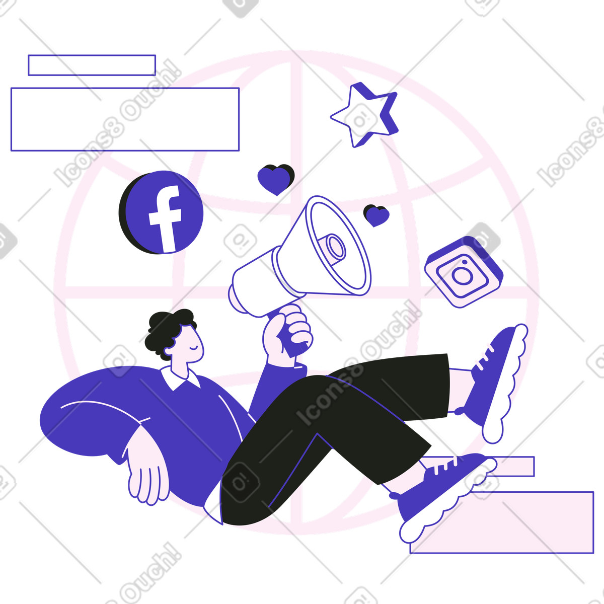 下载 Blueberry 风格的 Social network engagement, Digital advertising and brand outreach 插画，支持 PNG、SVG 格式