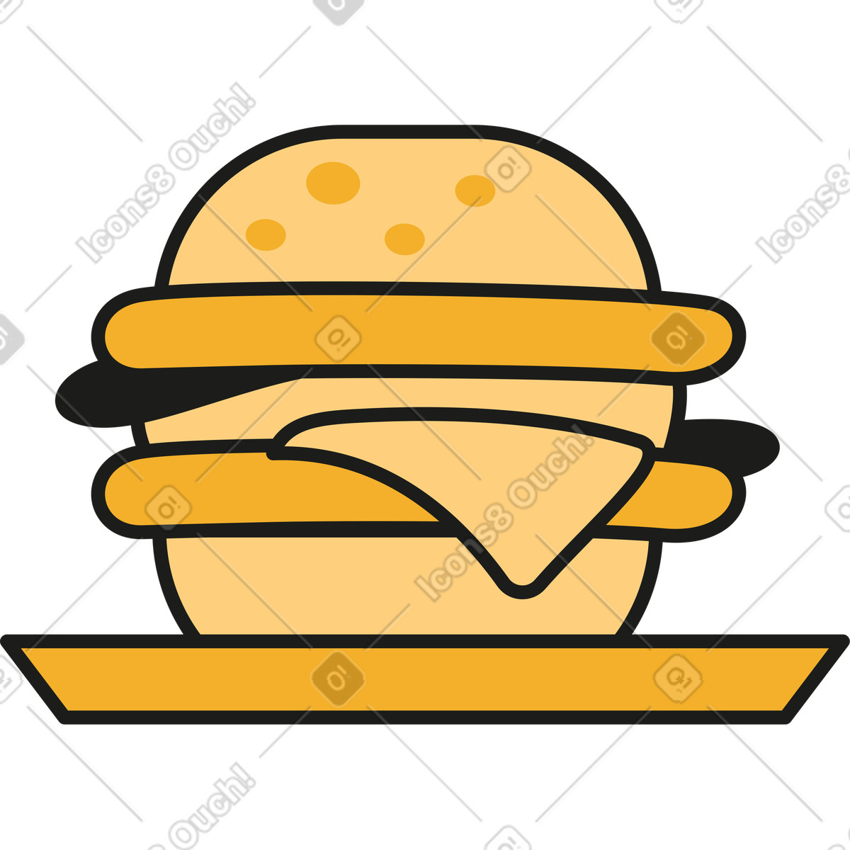 Rubber スタイルの Burger のイラストをPNG、SVG形式でダウンロード