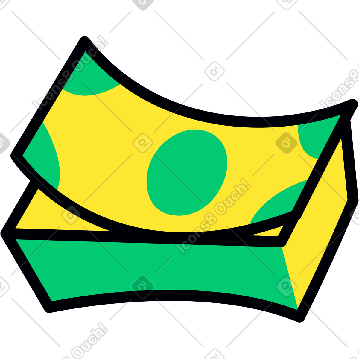 Ilustración Stack of paper money en estilo Droll a descargar en PNG y SVG