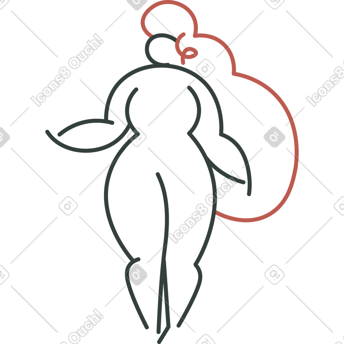 Ilustração de Mulher cabelos longos em pé no estilo Macaroni para baixar PNG, SVG
