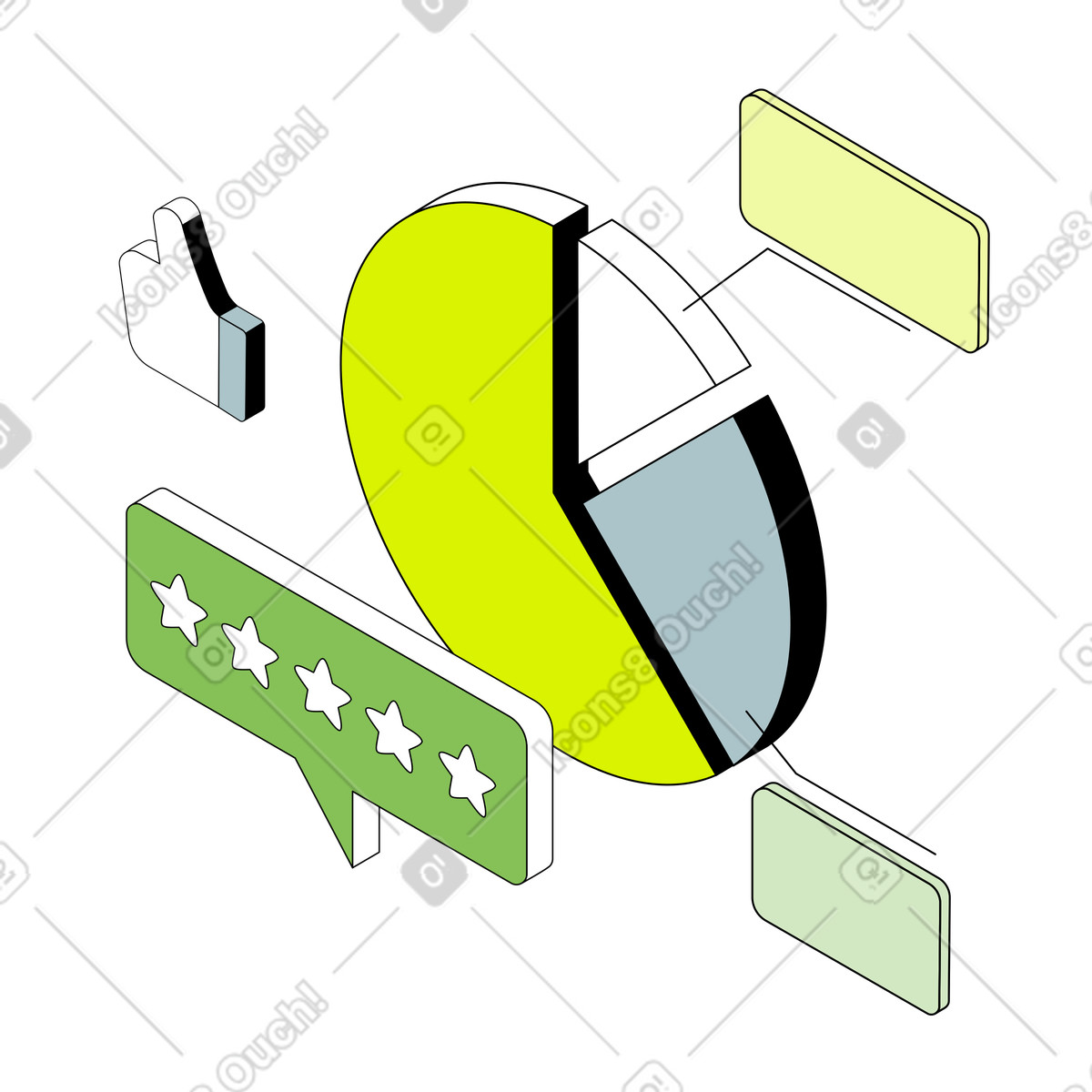Isometric スタイルの Analysis of consumer reviews and ratings のイラストをPNG、SVG形式でダウンロード