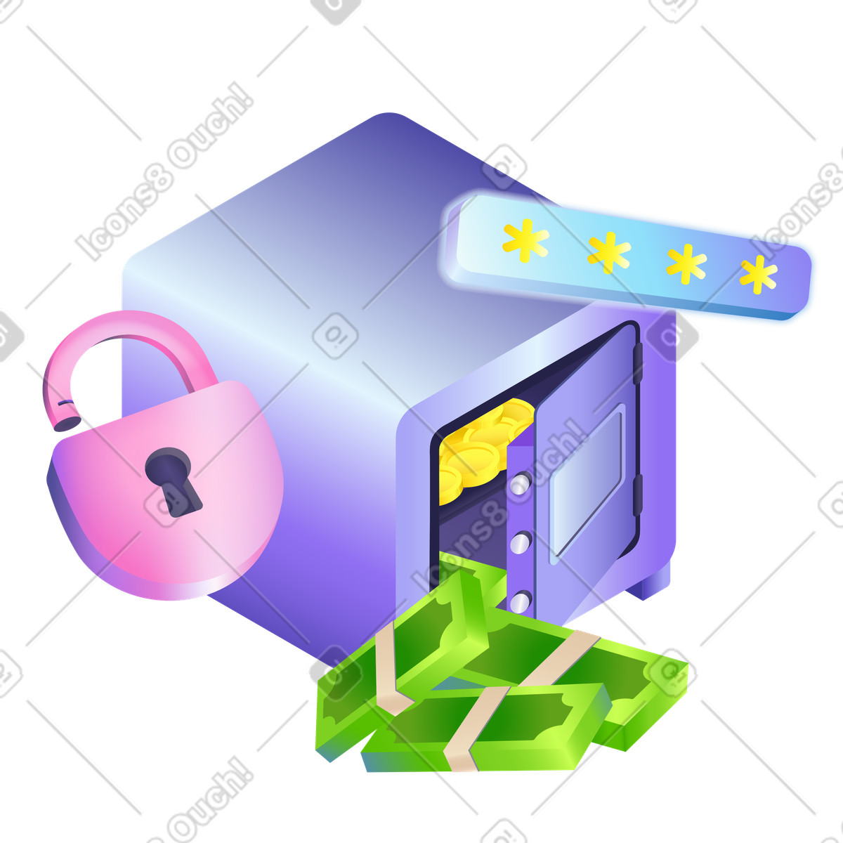 Ilustración Almacenamiento de dinero protegido en estilo Isotech a descargar en PNG y SVG