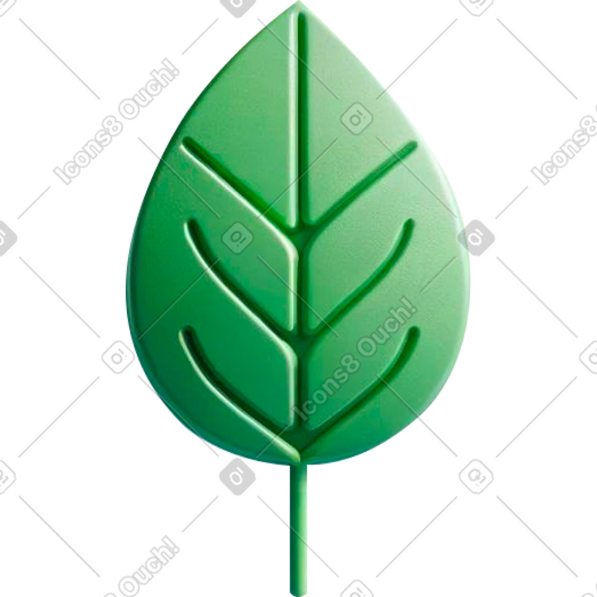 Leaf icon illustration in Chromed style download in PNG, SVG