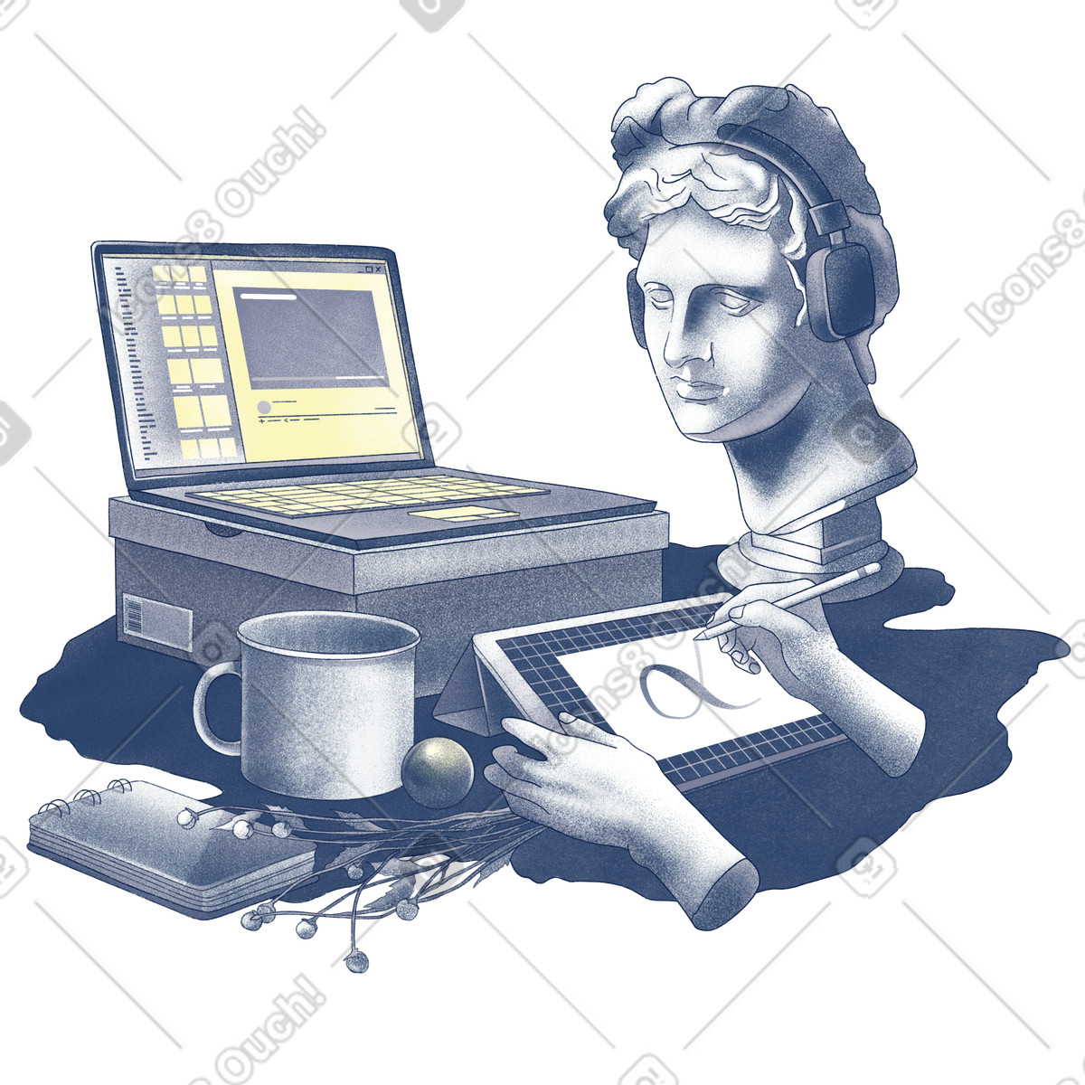 Ilustração de Local de trabalho do ilustrador digital em PNG e SVG