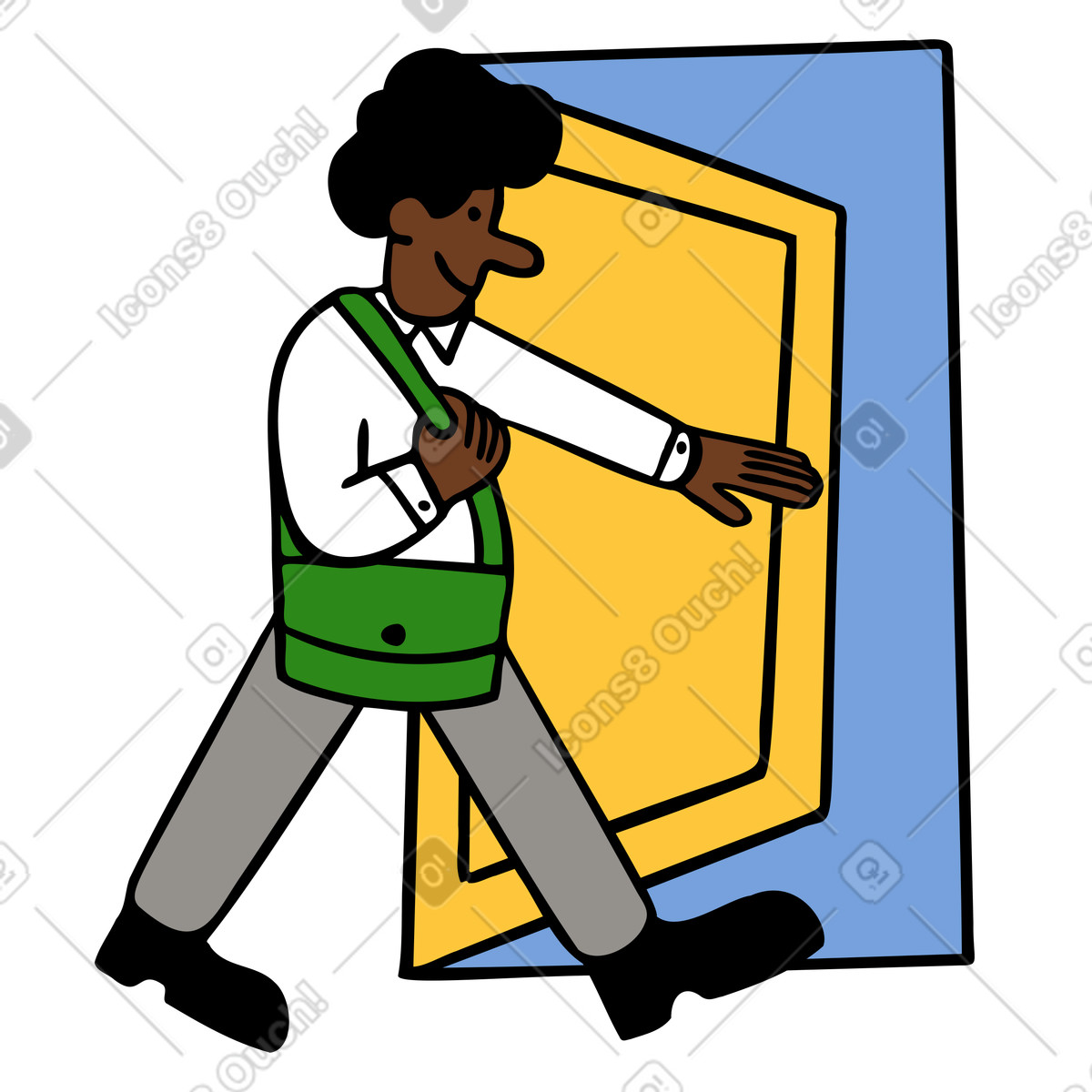 Person leaving through door, Logging out or end of session illustration in Comic style download in PNG, SVG