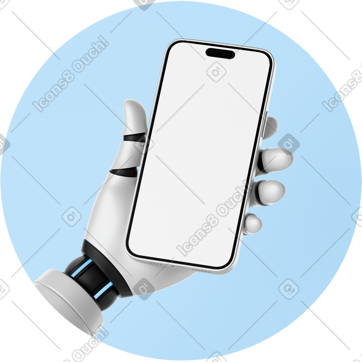 Mockup di assistente ai che tiene in mano il telefono illustrazione stile 3D Business scarica PNG, SVG