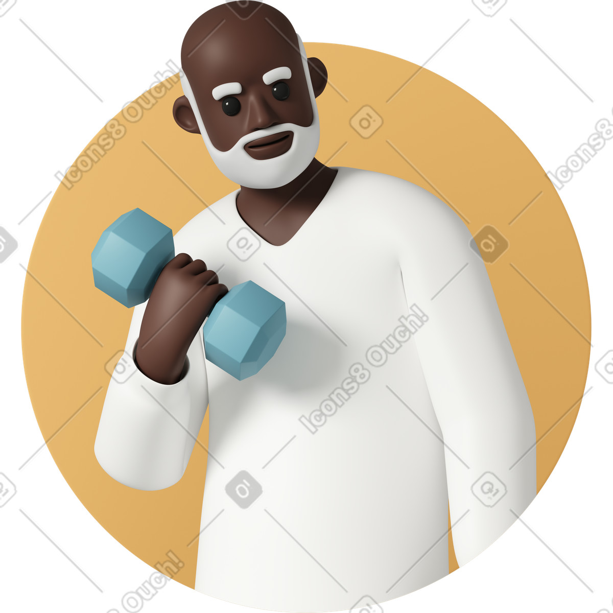 Old man lifting weights illustration in 3D Casual life style download in PNG, SVG