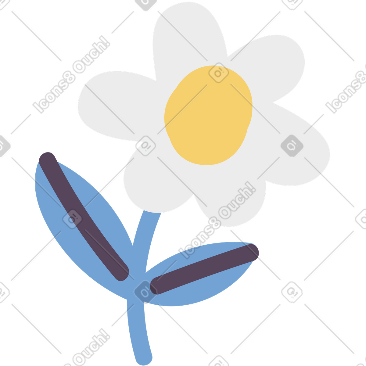Fiore illustrazione in stile Pluto scarica in PNG, SVG