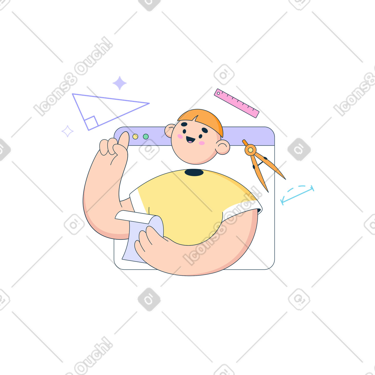 Man giving an online lesson illustration teaching clipart vector graphics PNG download