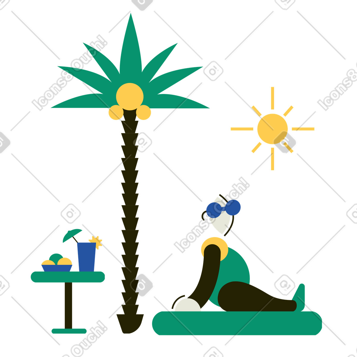 Ilustração de Pessoa relaxando ao sol em no estilo Spot para baixar em PNG, SVG