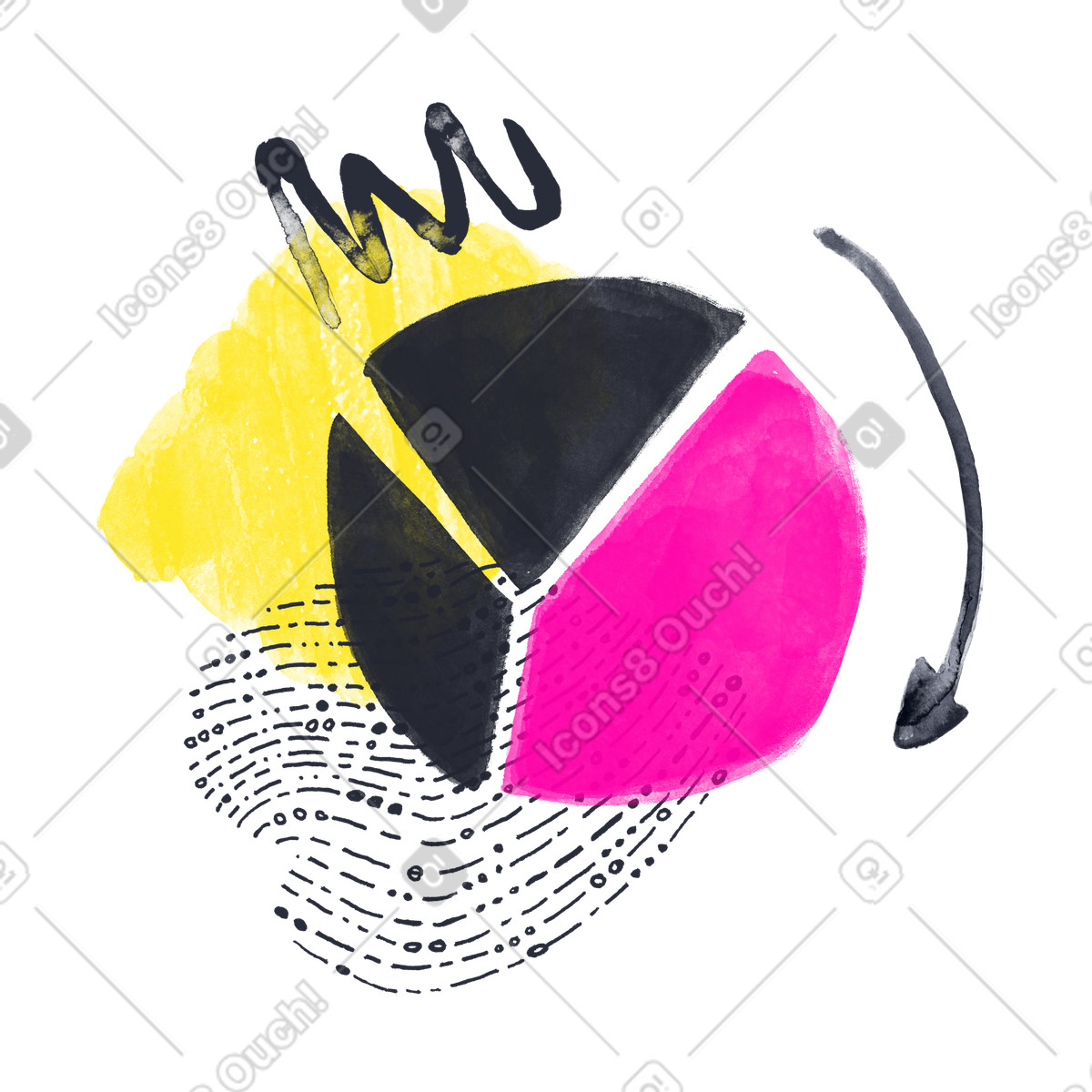 Ilustración Gráfico circular con flecha en círculo estilo Inky a descargar PNG y SVG