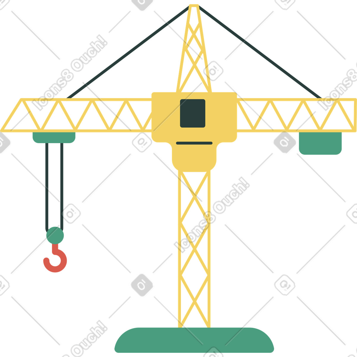 Construction crane illustration featuring detailed clipart image in PNG, SVG.