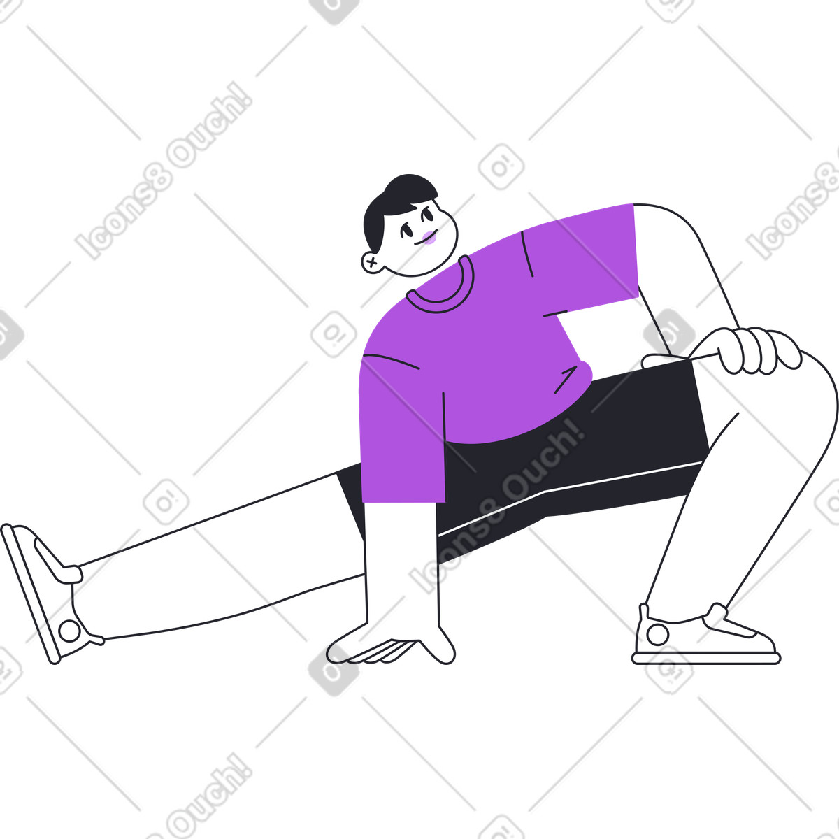 Ilustração de Homem esticando as pernas em no estilo Grapy para baixar em PNG, SVG