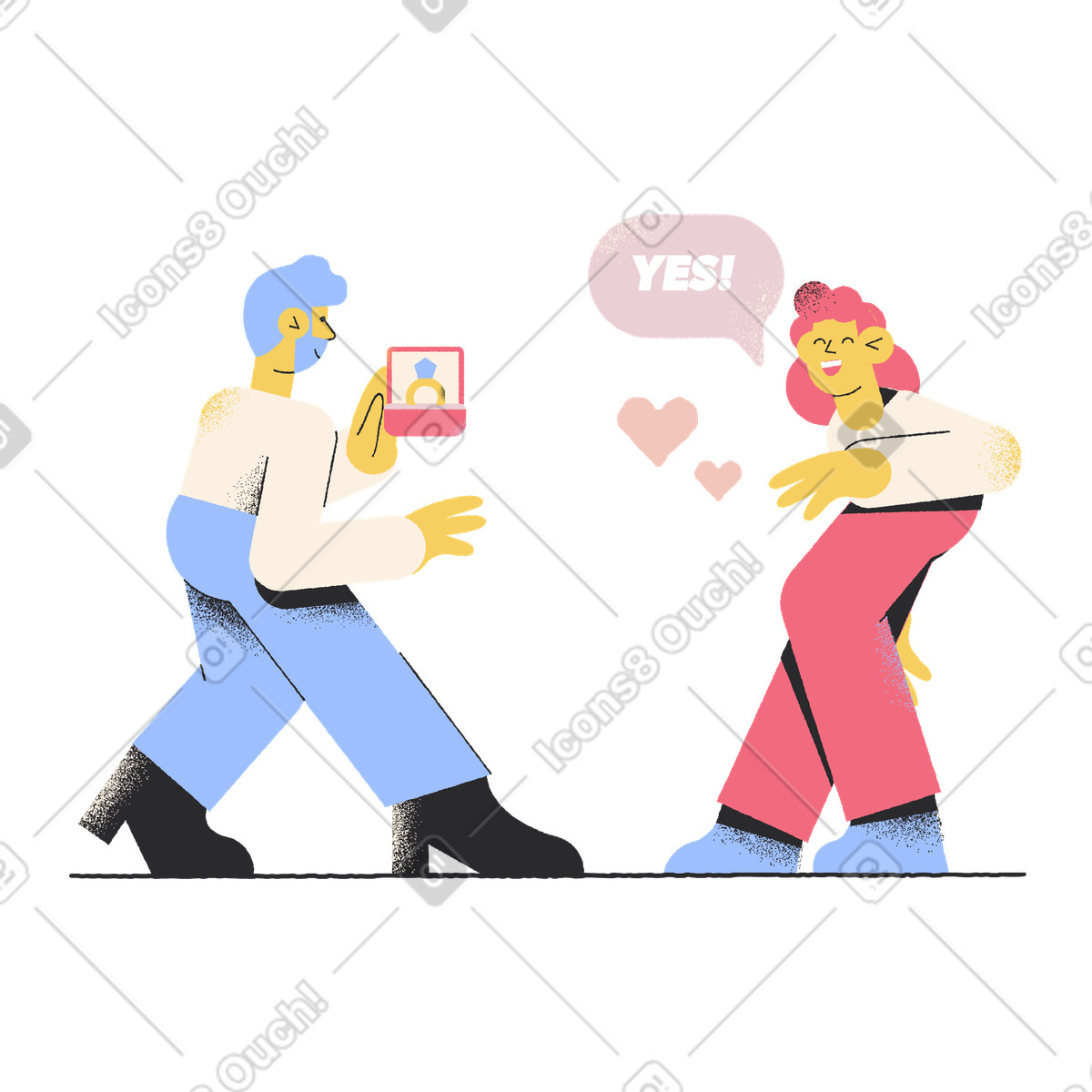 Illustration Femme disant oui à une demande en mariage dans le style Pablo télécharger aux formats PNG, SVG