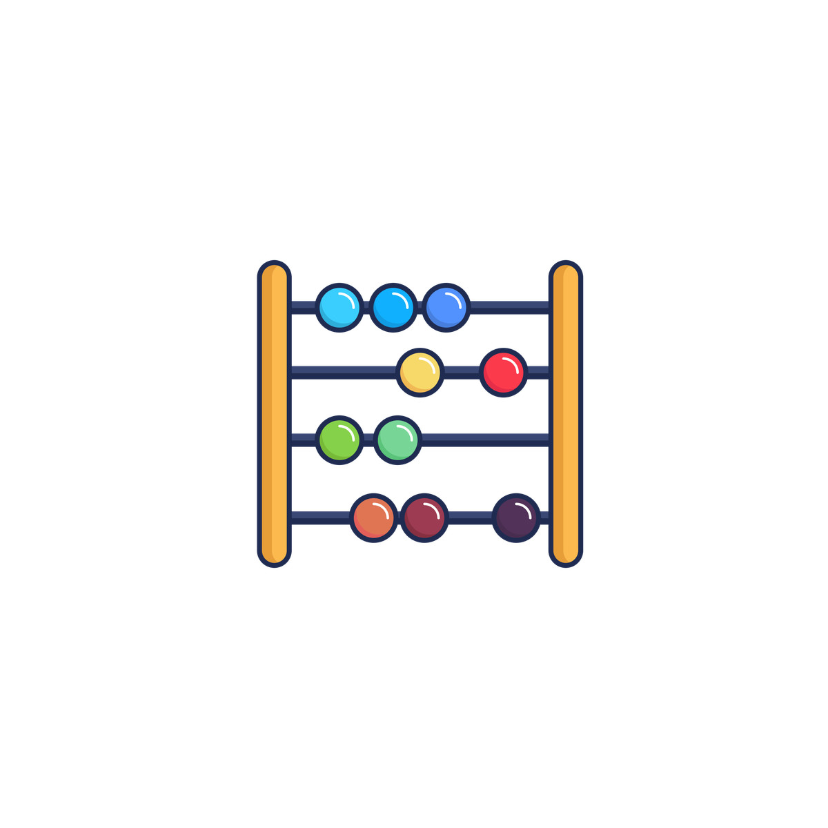 Abacus with colorful beads, counting and education icon, elementary mathematics-Illustration im Gummy-Stil als Download in PNG, SVG