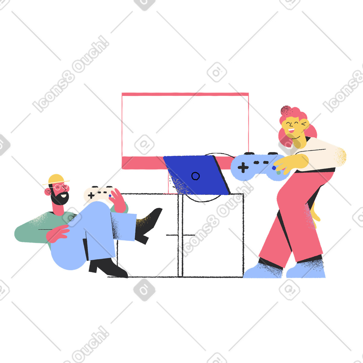 Enjoying the game illustration in Pablo style download in PNG, SVG