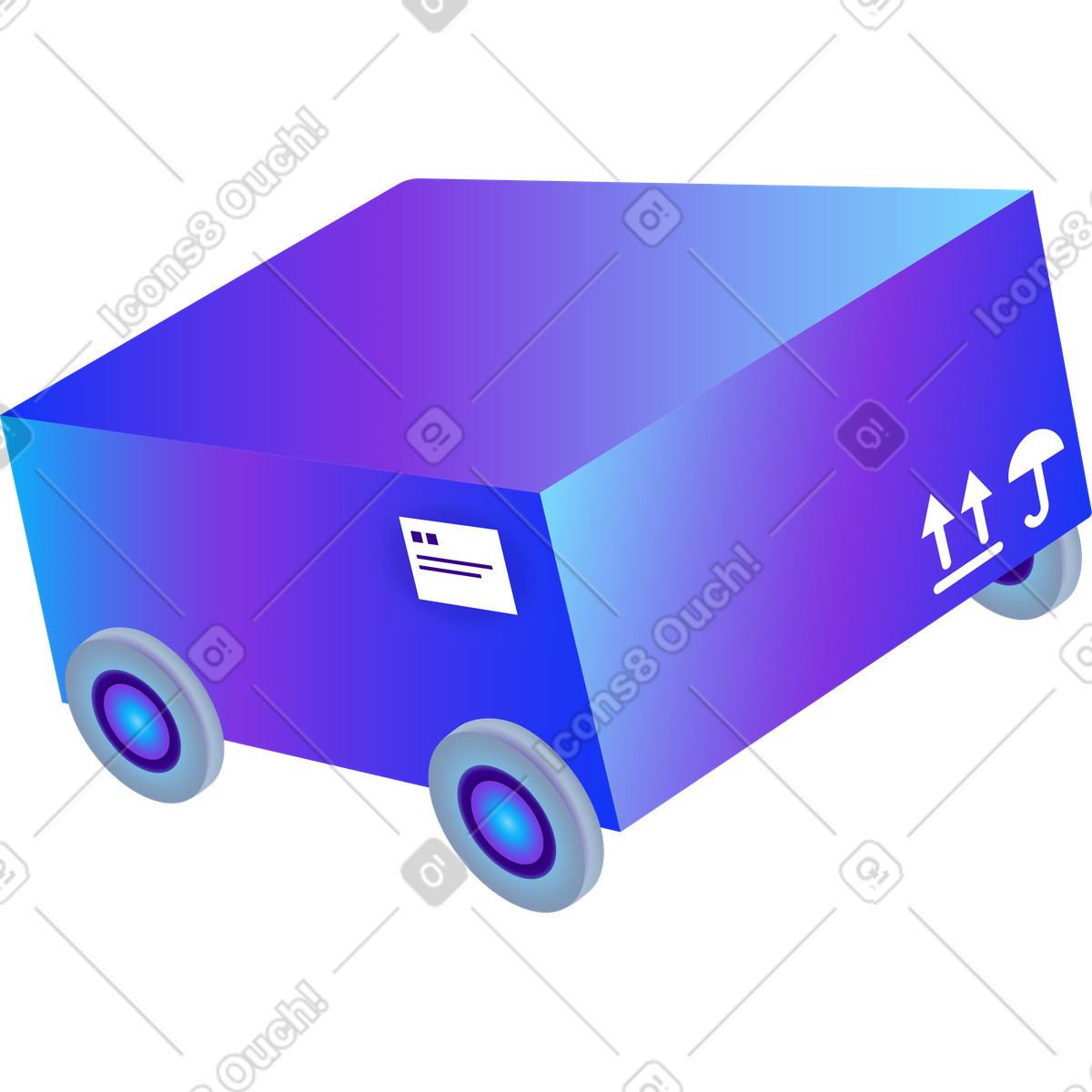 Delivery box on wheels illustration in Hi-tech style download in PNG, SVG