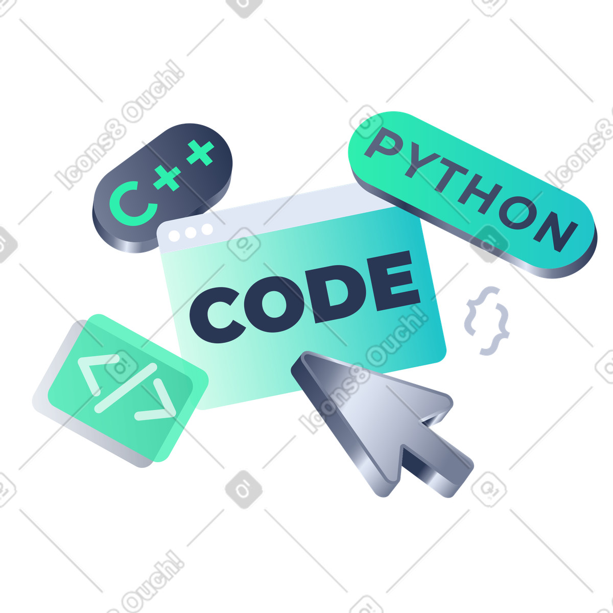 Lettering Code and programming languages illustration in PNG, SVG