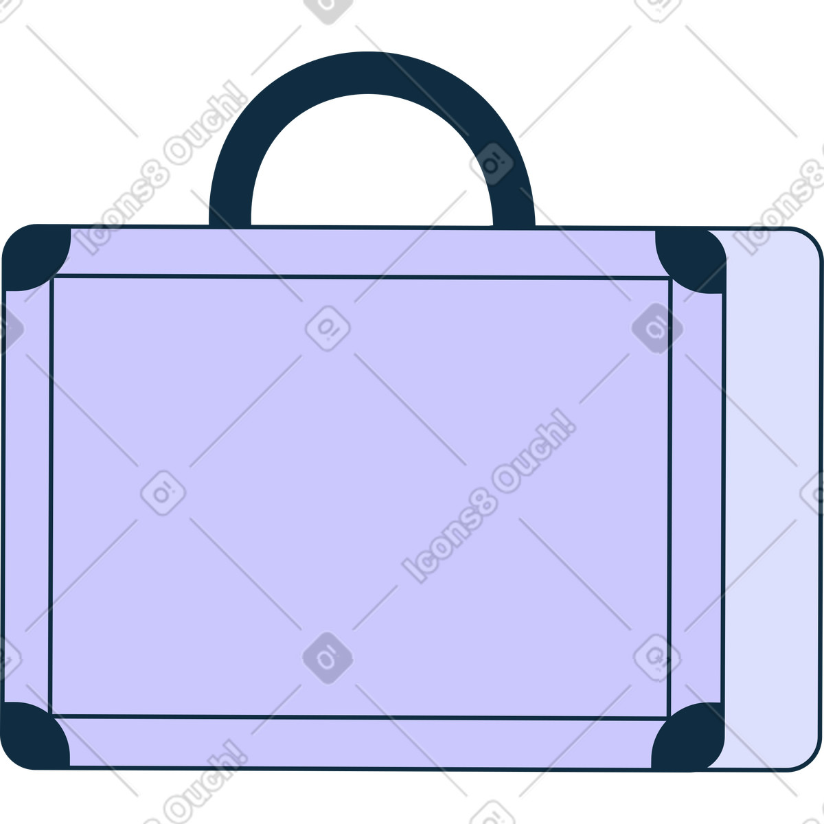 Lilac rectangular suitcase illustration in Bubble gum style download in PNG, SVG